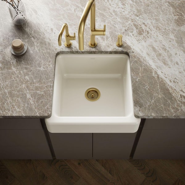 Whitehaven Farmhouse/Apron-Front Cast Iron 23.5 in. Single Bowl Kitchen Sink in Biscuit