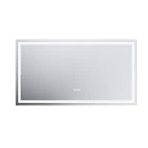 30 in. W x 55 in. H Rectangular Frameless Anti-Fog Wall Dimmable Backlit Dual LED Bathroom Vanity Mirror in Silver