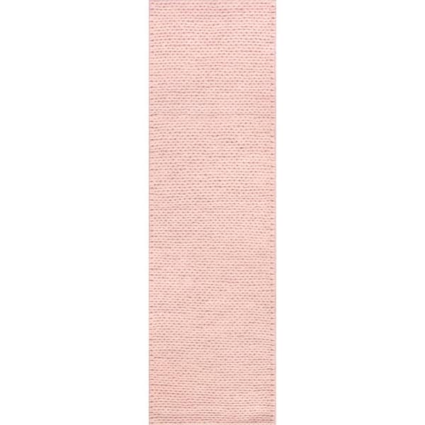 nuLOOM Penelope Braided Pink 2 ft. x 8 ft. Wool Runner Rug