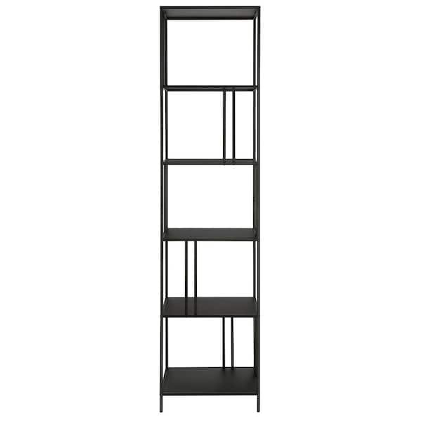 Ernest 76 in. Blackened Bronze 5-Shelf Standard Bookcase