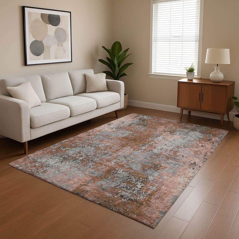 Mayfield Premium Machine Washable Abstract AMF1789 Paprika 3 ft. x 4 ft. Area Rug price history on PriceWatchPro