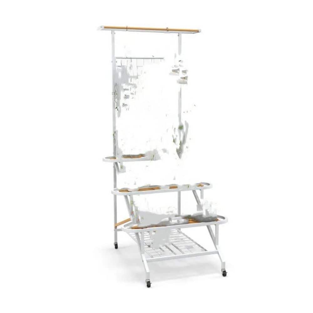 White Metal 4-Tier Hanging Plant Stand -31.5 in. x 33.5 in. x 69 in. - Mate