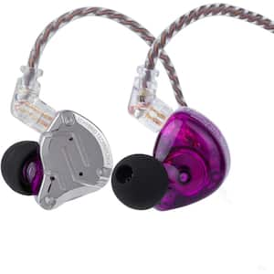 Purple Wired Noise Cancelling Gaming Earbud and In-Ear with Stainless Steel Faceplate with Mic