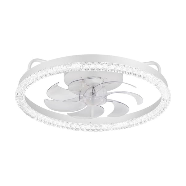 Breezary 20 in. Indoor Integrated LED White Caged Ceiling Fan with Light and Remote Included