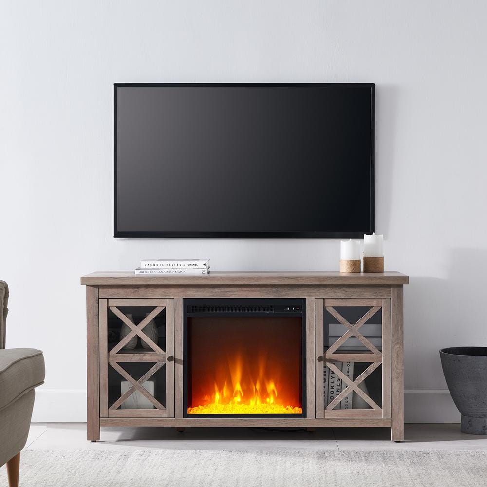Gray Oak 47'' TV Stand with Electric Fireplace