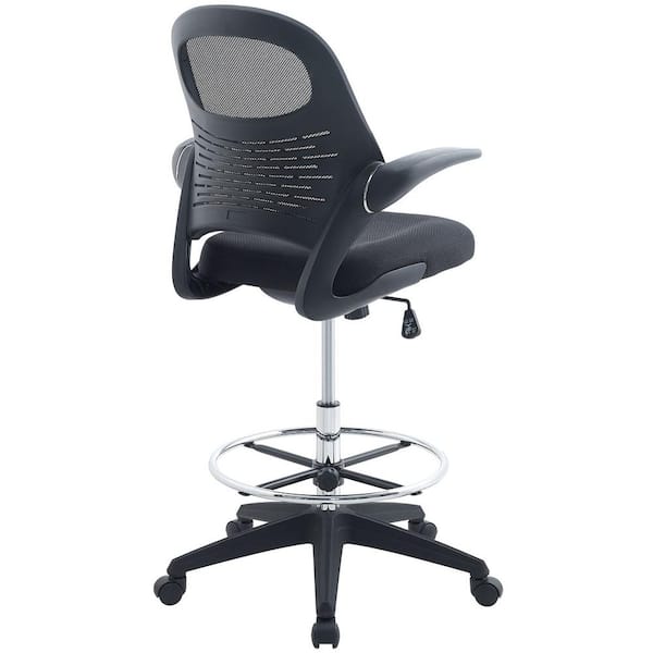 MODWAY Advance 27.5 in. Width Big and Tall Black Mesh Drafting Chair with Swivel Seat