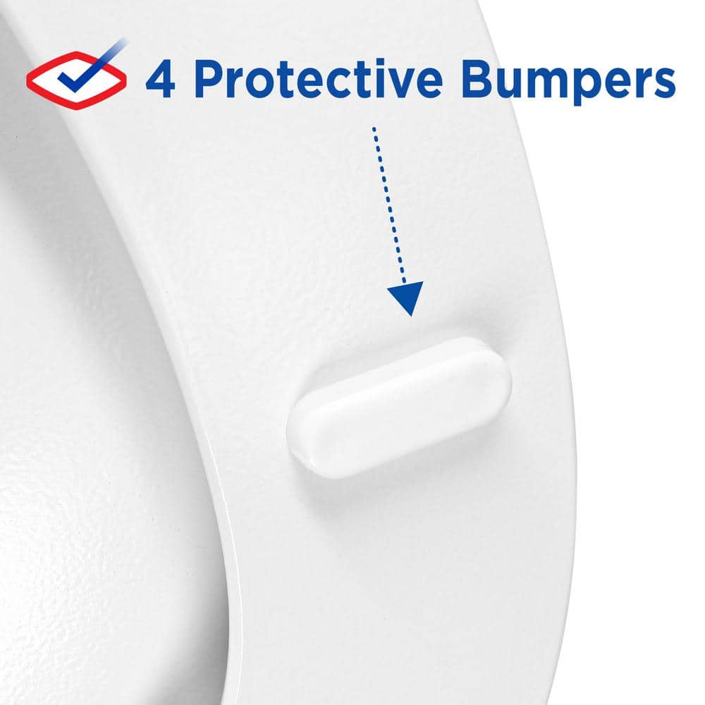 White Elongated Molded Wood Toilet Seat with Easy-Off Hinges