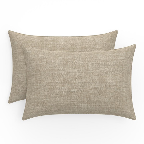Pillow Perfect Solid Twill 18.5 in W x 5 in H Outdoor Lumbar Throw Pillows 2-Count in Splash Wheat