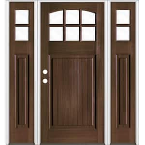 VILLA KROSS KURO ダークブラウン 2個セット Krosswood Doors 64 in. x 80 in. Craftsman 6 Lite Clear Glass