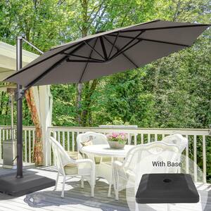 11 ft. Aluminum Cantilever Patio Offset Umbrella Outdoor with a Base in Gray