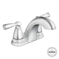 MOEN Banbury 4 in. Centerset Double Handle Low-Arc Bathroom Faucet in Chrome