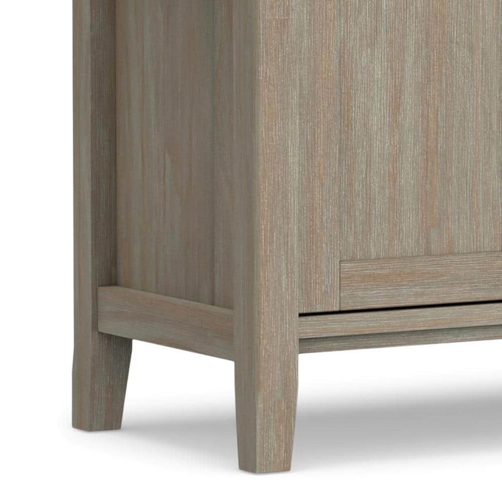 Distressed Grey 72'' Solid Pine Wood Media Console with Cabinet