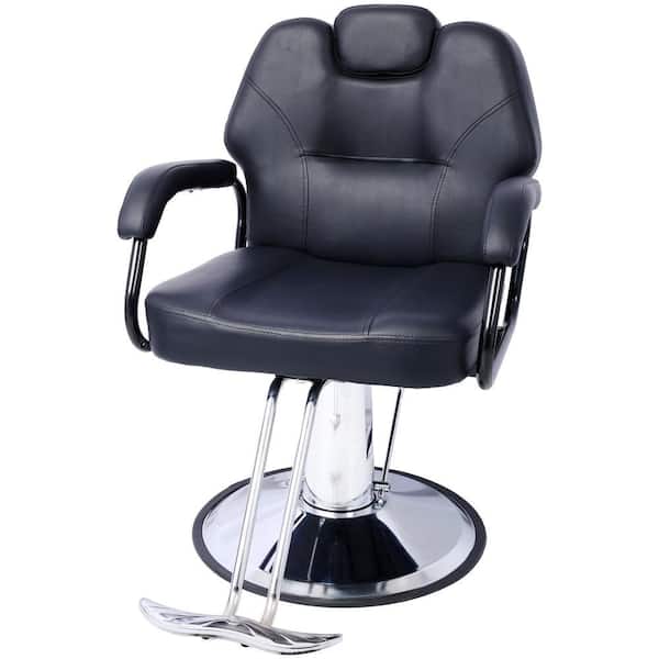 CSC DECOR INC PU Leather Seat Reclining Salon Chair in Black Heavy