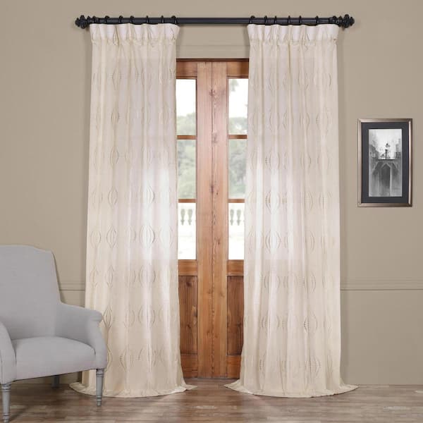 Exclusive Fabrics Furnishings Suez Natural Damask Embroidered 50 In W X 120 L Rod Pocket Sheer Curtain Panel 1 Shcslwe5294 The Home Depot L Rod Pocket Sheer Curtain Panel, 120 Curtain Panels