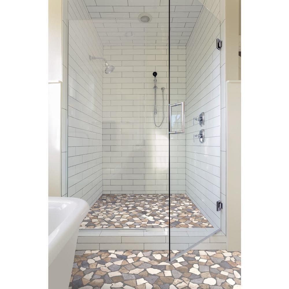 11" x 11" Multicolor Tumbled Marble Mosaic Tile