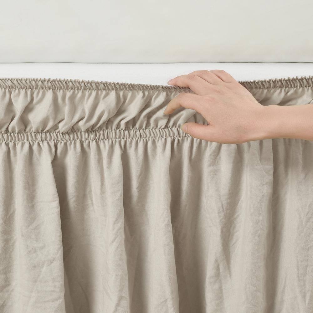 Neutral Polyester Ruched Ruffle Twin/Full Bed Skirt