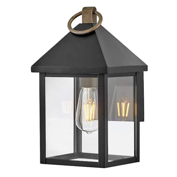 LARK Rhett 1-Light Black Outdoor Hardwired Wall Lantern Sconce