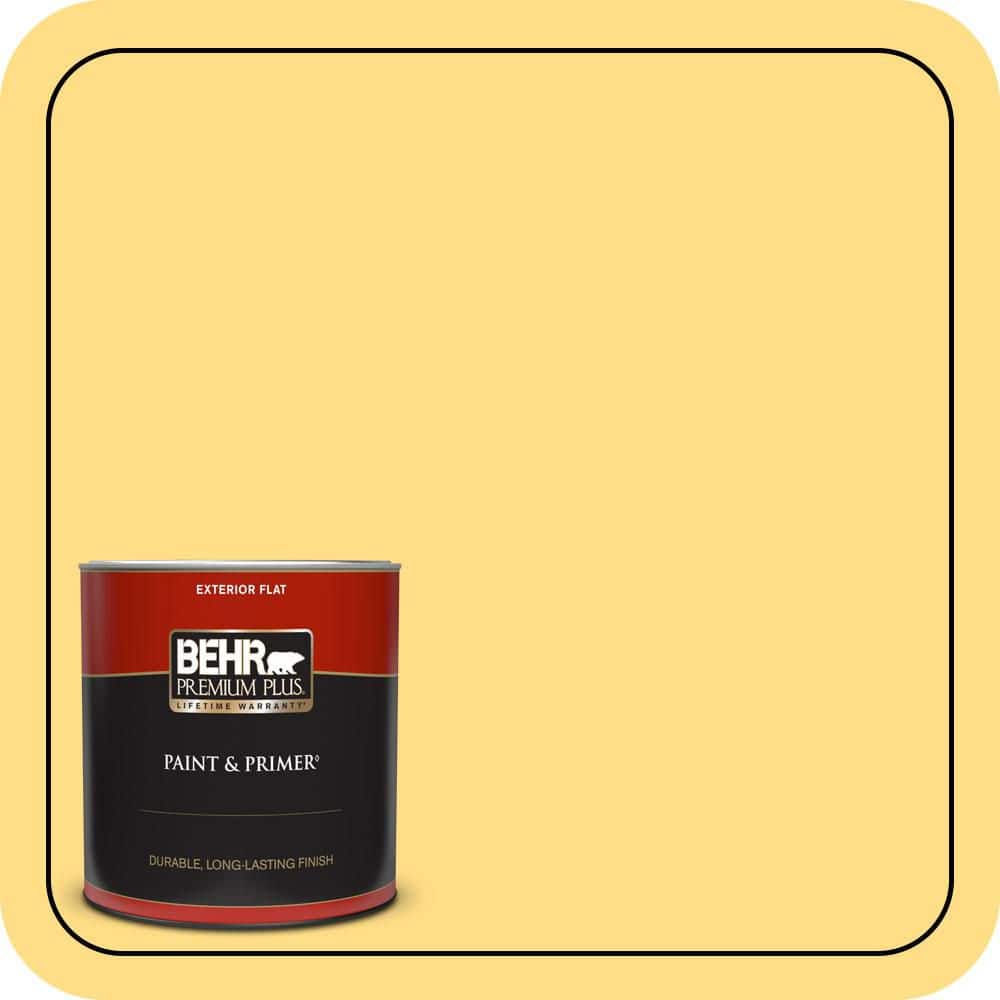 1 qt. #330B-5 Yellow Corn Flat Exterior Paint & Primer product image for price tracking