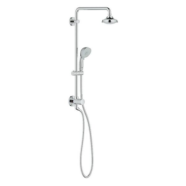 GROHE RetroFit Bundle Euphoria Rustic 2-Spray Handheld Shower and Shower Head Combo Kit in StarLight Chrome