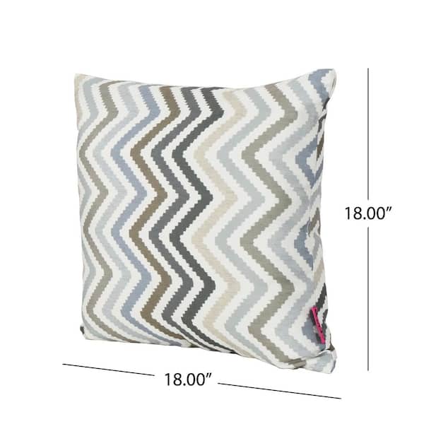 Grey Brown Zig Zag Stripe Christopher Knight Home Kimpton Outdoor Water Resistant Square Pillow Blue