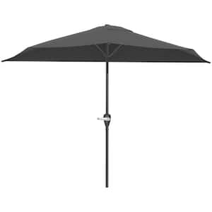 9 ft. Half Market Outdoor Patio Umbrella with Easy Crank - Gray