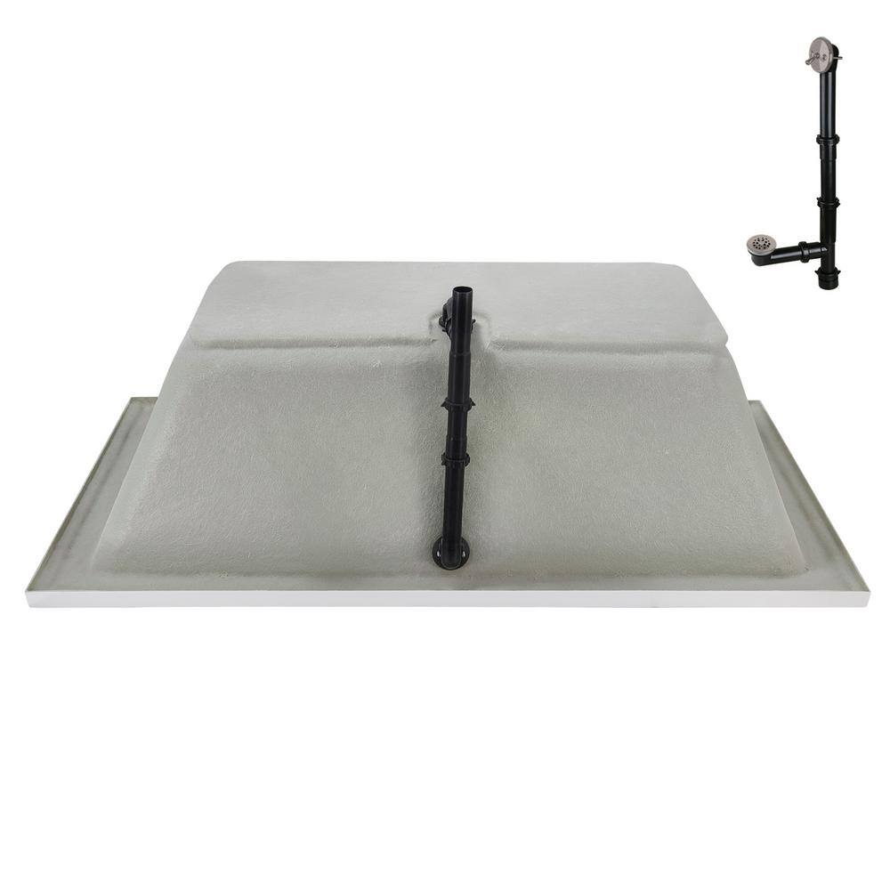 60" x 32" Glossy White Acrylic Soaking Drop-In Bathtub with Brushed Nickel Drain