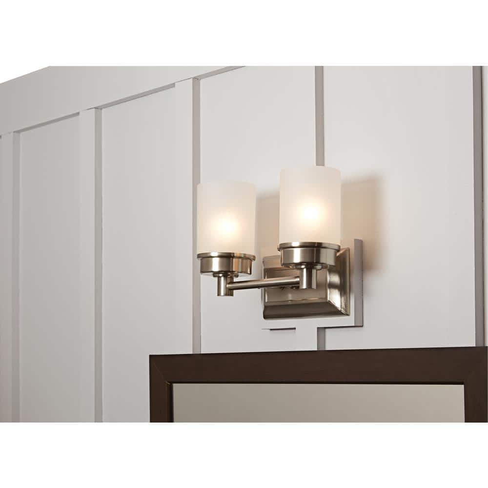 Cade 11.7" Brushed Nickel Vanity Light with Frosted Glass Shades