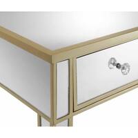 Convenience Concepts Gold Coast 42 in. Rectangle Champagne MDF and 2 Drawer Writing Desk with Mirrored Inlay U12-243