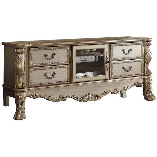 Benjara 79.13 in. White Wood TV Stand Fits TVs up to 78 in. with 4-Drawer