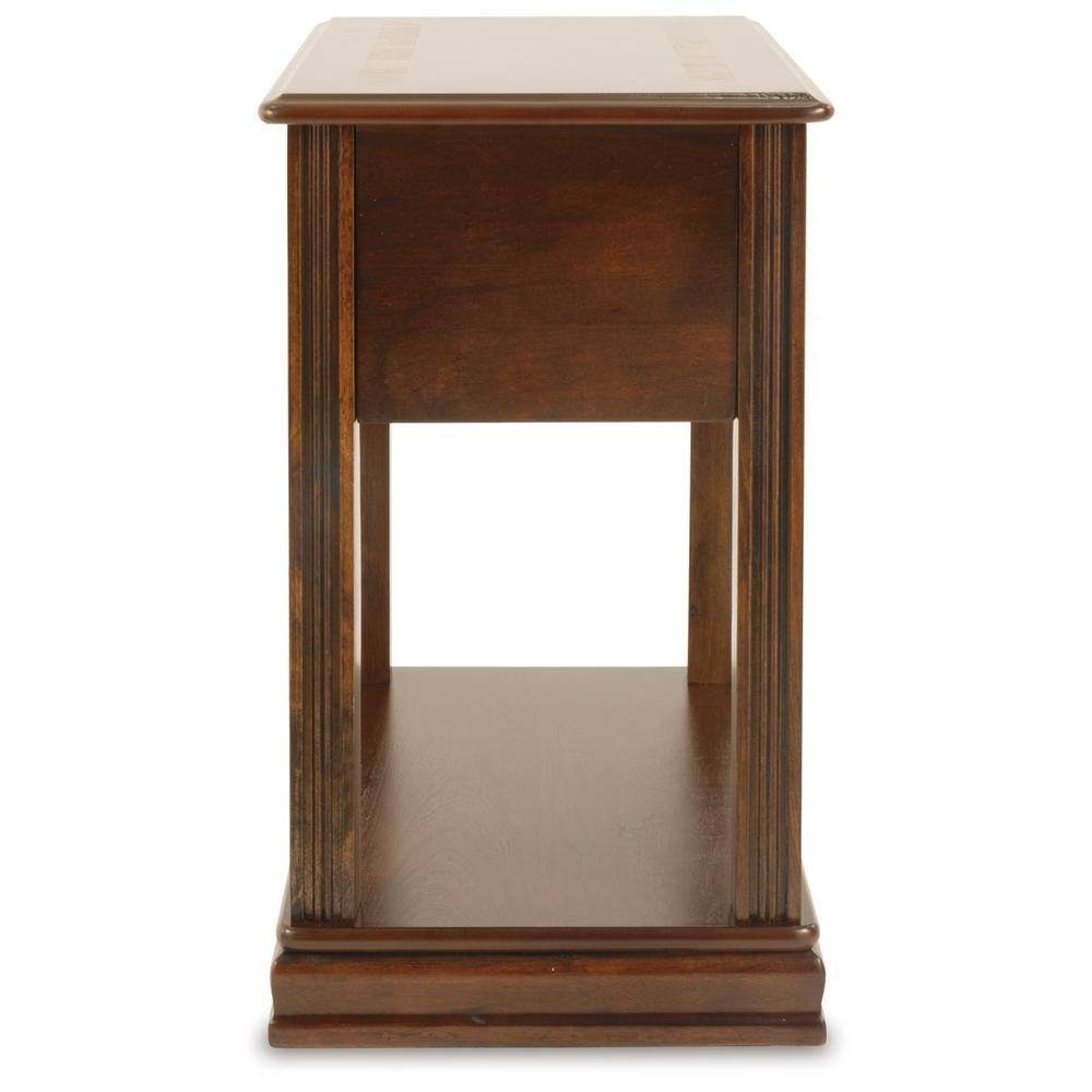 Breegin 13.13 in. Brown Rectangle MDF Chairside End Table with Removable Tray - thumbnail 5