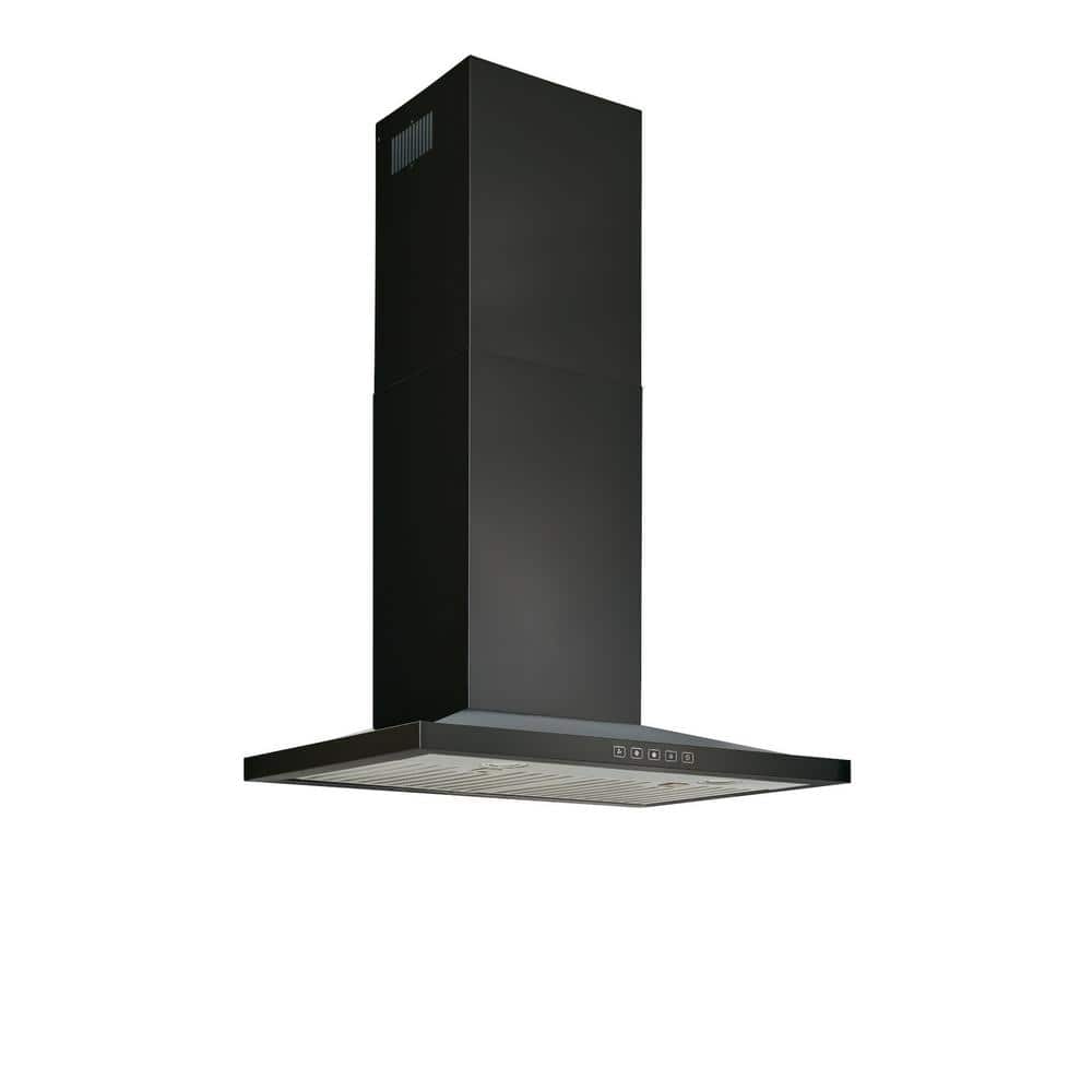 30 Inch Range Hood, Convertible, Wall Mount, Low Profile, Pyramidal Chimney, 450 Max CFM, Black Stainless Steel