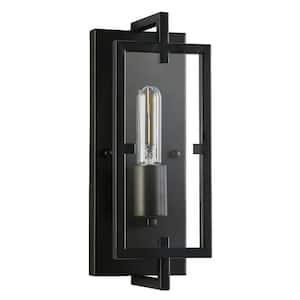 16 in. 3-Light Black Vanity Light with Clear Glass Fluted Shades and Modern Design