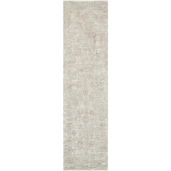 Livabliss Masterpiece Cream/Gray 10 ft. x 11 ft. Solid Color Indoor Runner