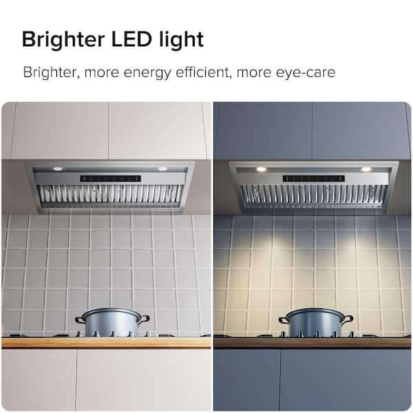 36 in. 600 CFM Convertible ducted to ductless Insert Range Hood in Stainless Steel with Gesture Control and Touch Panel