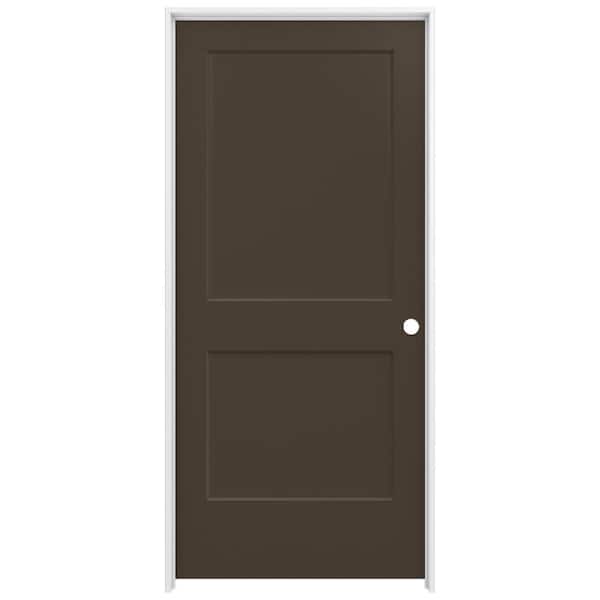 JELD-WEN 36 in. x 80 in. Monroe Dark Chocolate Left-Hand Smooth Solid Core Molded Composite MDF Single Prehung Interior Door