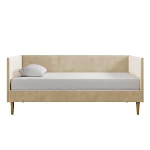 Felicia Tan Velvet Upholstered Mid Century Twin Daybed