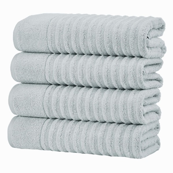Soft Grey Premium Cotton Ribbed Textured 4-Pack Bath Towel Set