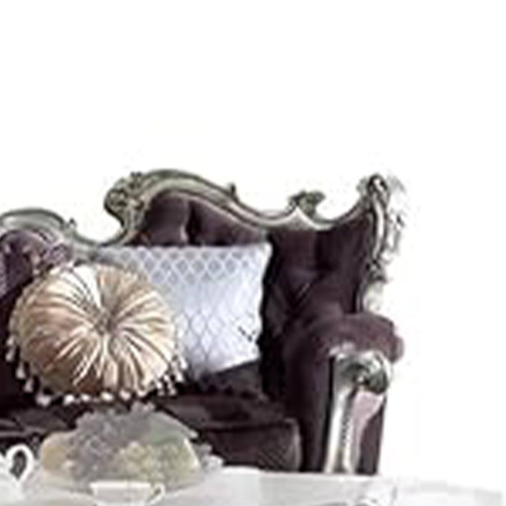 Picardy Antique Platinum Velvet Sofa with 8 Pillows
