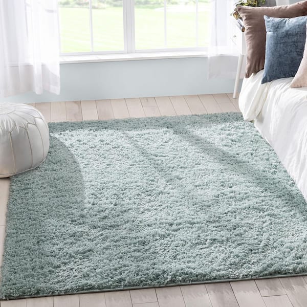 Elle Basics Emerson Solid Shag Seafoam Green 2 ft. 7 in. x 9 ft. 6 in. Runner Area Rug