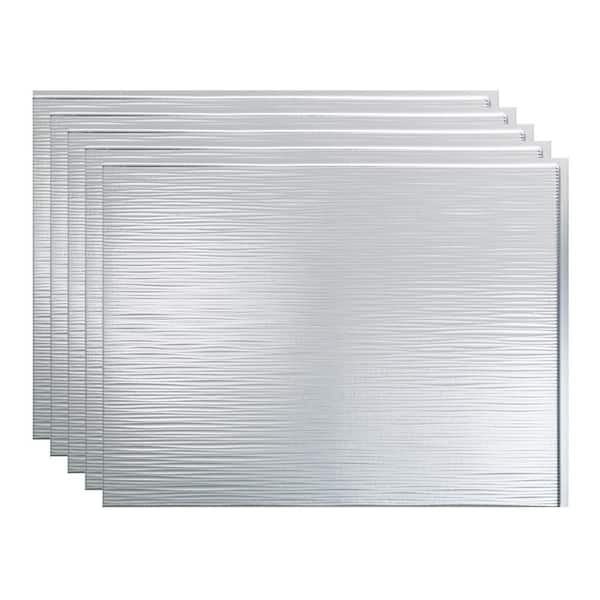Fasade 18.25 in. x 24.25 in. Ripple Vinyl Backsplash Panel in Brushed Aluminum (5-Pack)