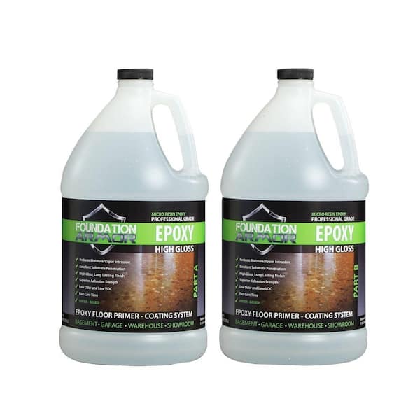 Foundation Armor Epoxy 2 gal. Water-Based Clear High Gloss 2-Part Epoxy Primer and Top Coat for Concrete Floors