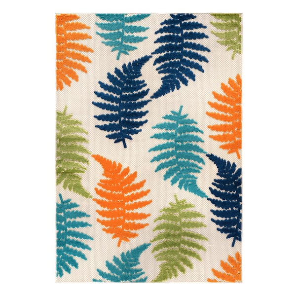 Bahama Palm Frond Floral Multi 5 ft. x 7 ft. Indoor/Outdoor Area Rug