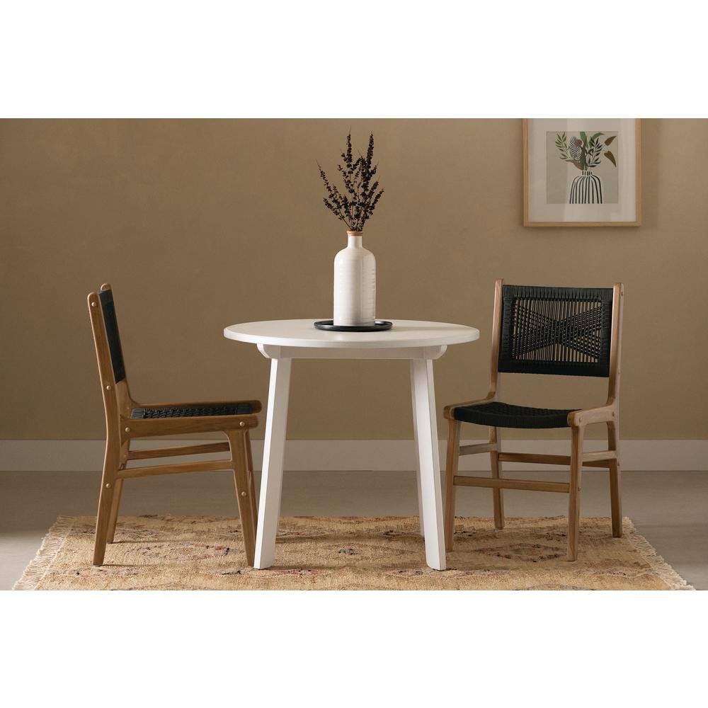 Rattan and Teak Low Back Dining Side Chair Set