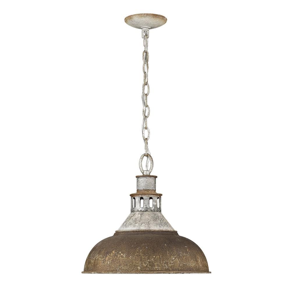 Rustic Vintage 14'' Steel Pendant Light in Antique Red