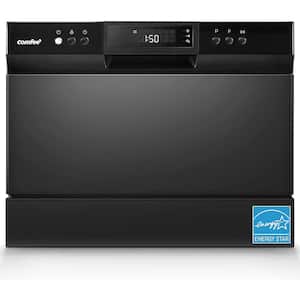 21.6 in. Black Electronic Countertop 120-volt Dishwasher with 8-Cycles, 6 Place Settings Capacity