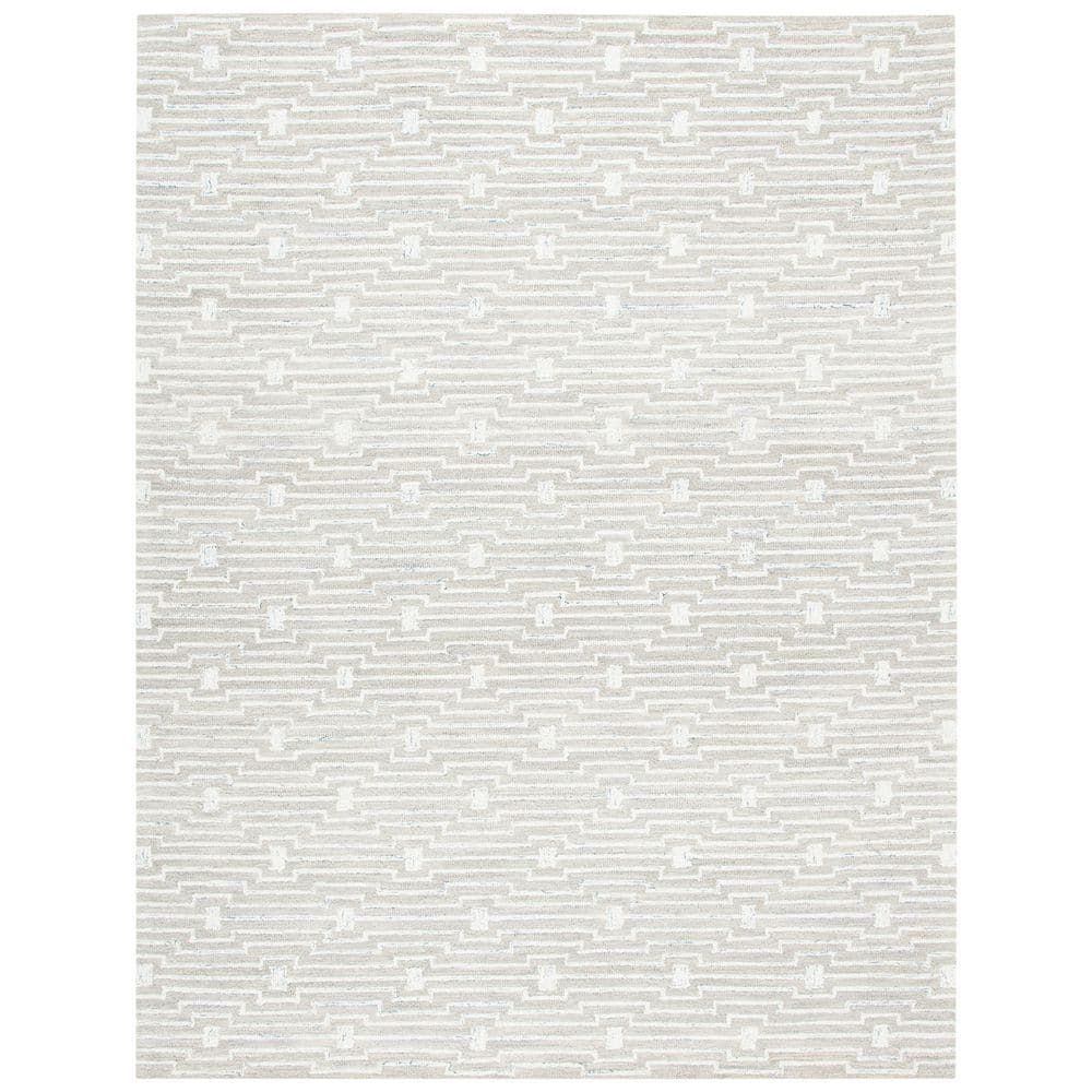 Elegance Tufted Round Grey Wool Area Rug, Handmade 95"