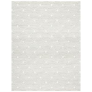 Micro-Loop Light Grey/Ivory 8 ft. x 10 ft. Striped Area Rug