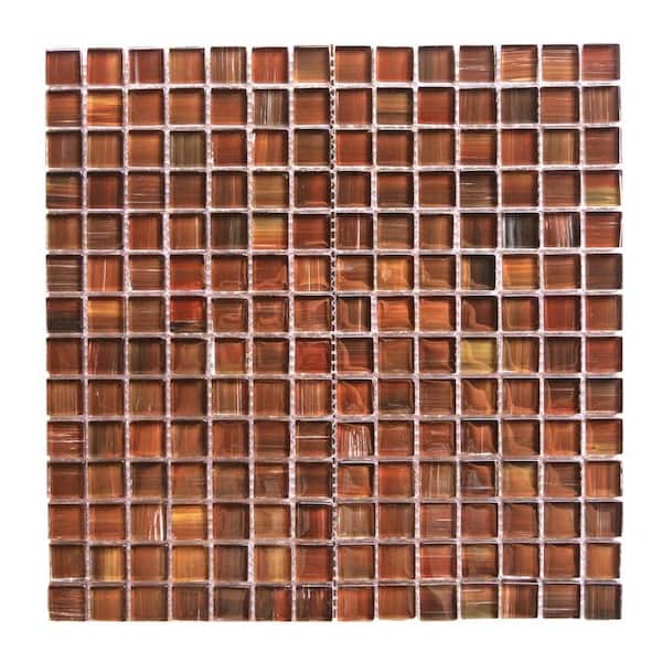 Handicraft Frisco Red 12 in. X 12 in. Square Stained Glossy Glass Mosaic Wall And Pool Tile (8.4 sq.ft./Case)