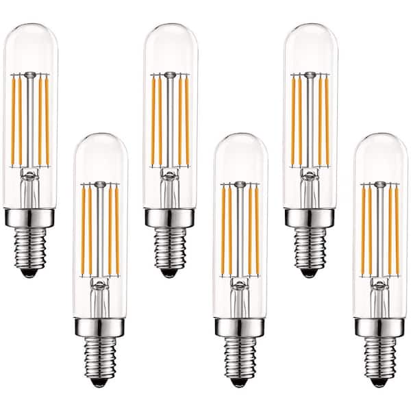 LUXRITE 60-Watt Equivalent T6 T6.5 Dimmable Edison LED Light Bulbs UL Listed 2700K Warm White (6-Pack)