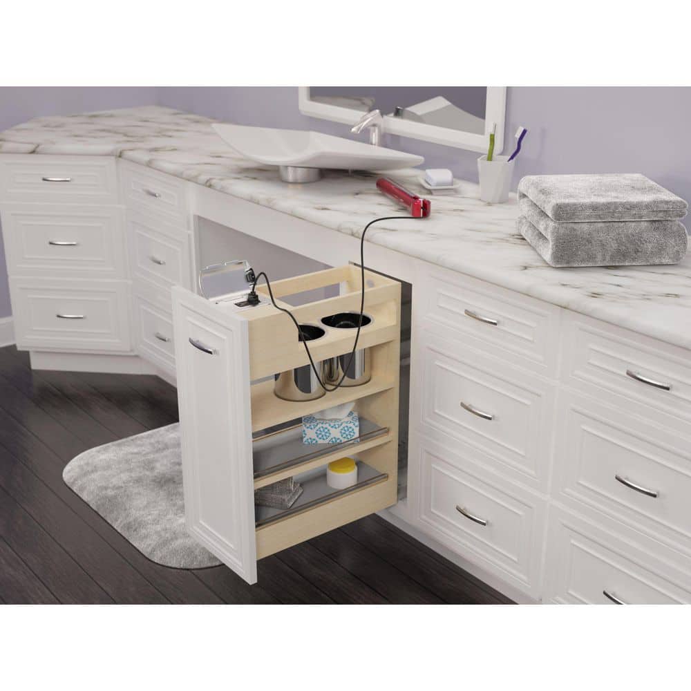 Wood Vanity Cabinet Outlet Pullout Grooming Organizer with Soft-Close price history on PriceWatchPro